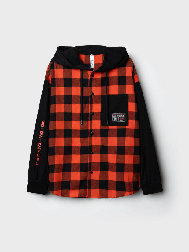 Рубашка текстильная с рукавами и капюшоном из трикотажа для мальчиков 32511241 PlayToday купить по оптовым и розничным ценам