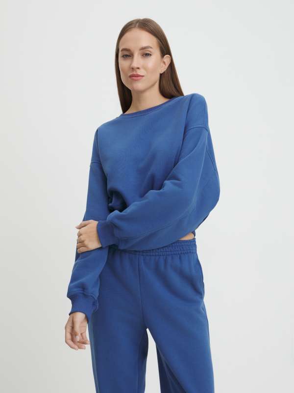 Женский костюм из утепленного футера (свитшот и брюки) SIMONA_EPE/4342449, серовато-синий MAISON DAVID купить по оптовым и розничным ценам