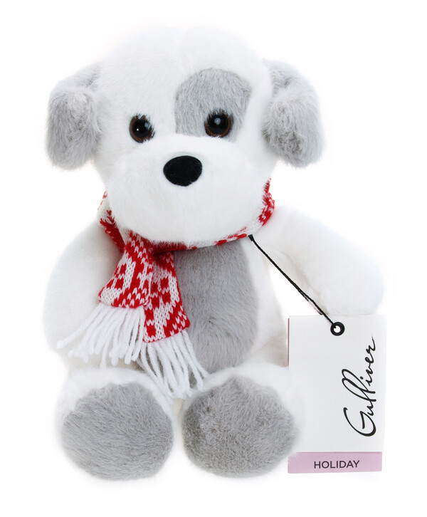 Собачка серо-белая, 23 см, с шарфиком, по имени Снежок, мягкая игрушка Gulliver, коллекция Holiday 78-TP0679A3 Gulliver toys купить по оптовым и розничным ценам