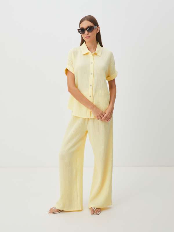 Женские широкие брюки из муслина BLN920/4235439, сливочный MAISON DAVID купить по оптовым и розничным ценам