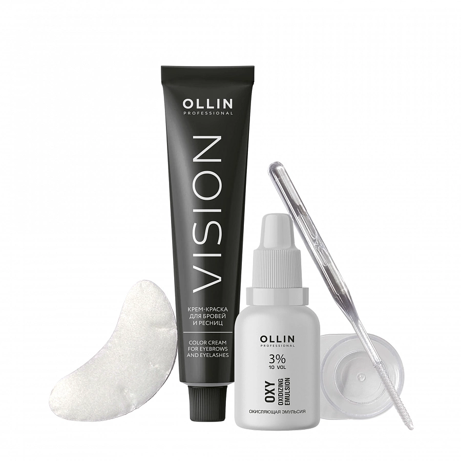 Набор для окрашивания бровей и ресниц, иссиня-черный / Ollin Vision 20 мл OLLIN PROFESSIONAL купить по оптовым и розничным ценам