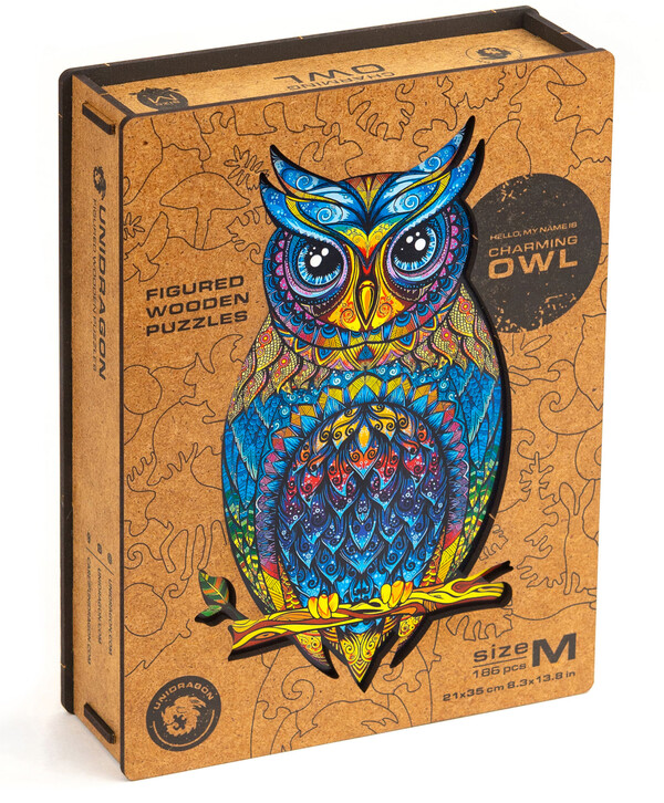 Фигурный пазл / Чарующая Сова / размер Medium / Дерево / Unidragon 0Б-00001082