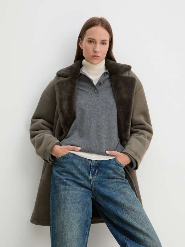 Женская дубленка RV-W3/3871950, зелено-серый MAISON DAVID купить по оптовым и розничным ценам