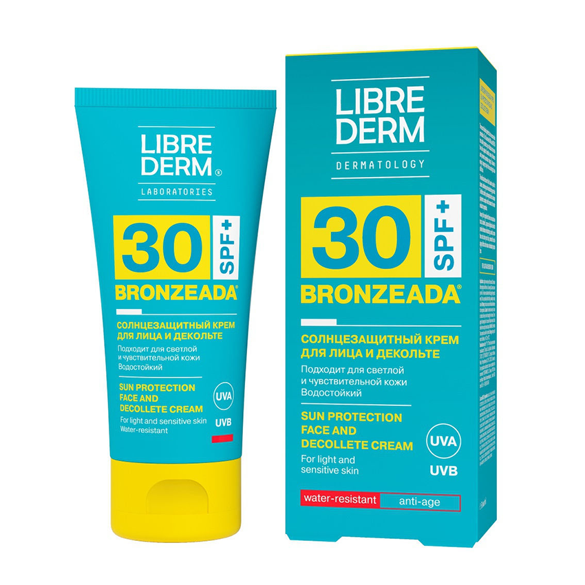 Крем солнцезащитный для лица и зоны декольте SPF50 / BRONZEADA 50 мл LIBREDERM купить по оптовым и розничным ценам