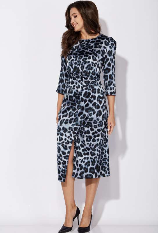 Платье Viola Style 01066 голубой леопард Viola Style купить по оптовым и розничным ценам