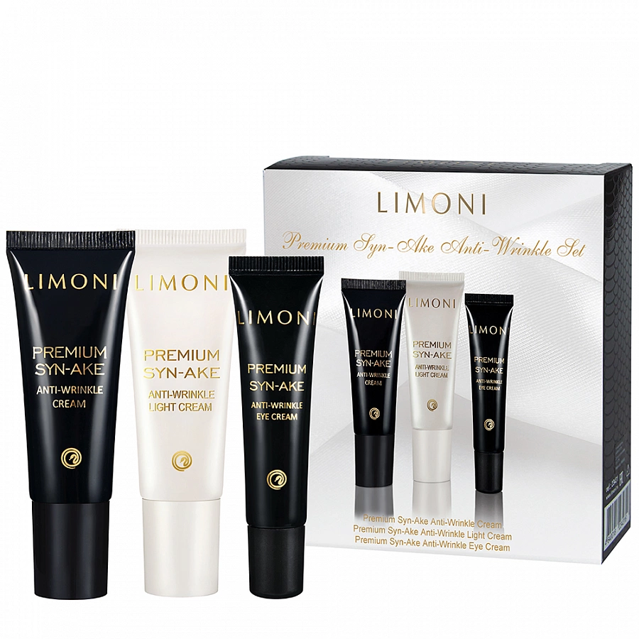 Набор для лица (крем 25 мл, крем для век 15 мл, крем легкий 25 мл) / Premium Syn-Ake Anti-Wrinkle Care Set LIMONI купить по оптовым и розничным ценам