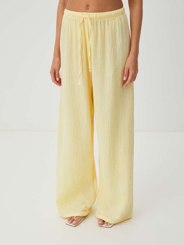 Женские широкие брюки из муслина BLN920/4235439, сливочный MAISON DAVID купить по оптовым и розничным ценам