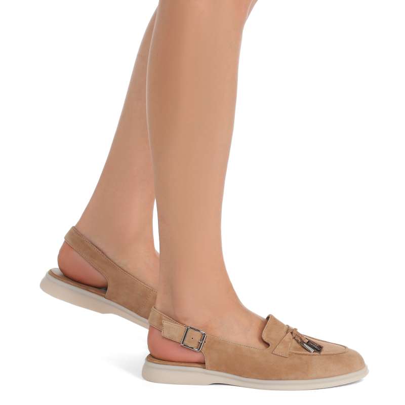 Женские лоферы с открытой пяткой (слинг-бэк) 9363-20W-S/3393024, коричнево-бежевый TENDANCE купить по оптовым и розничным ценам