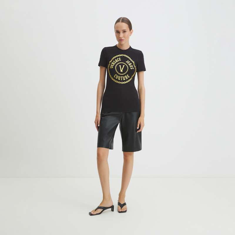 Женская футболка V-EMBLEM 77HAHT02/4102462, черный VERSACE JEANS COUTURE купить по оптовым и розничным ценам