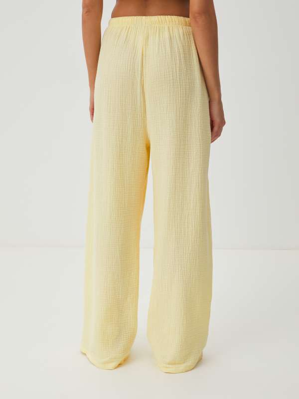 Женские широкие брюки из муслина BLN920/4235439, сливочный MAISON DAVID купить по оптовым и розничным ценам
