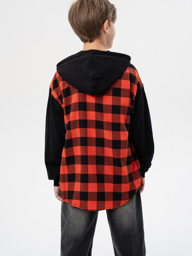 Рубашка текстильная с рукавами и капюшоном из трикотажа для мальчиков 32511241 PlayToday купить по оптовым и розничным ценам