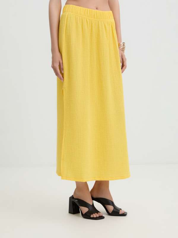 Юбка миди из муслина BLN918/4235237, лимонный MAISON DAVID купить по оптовым и розничным ценам