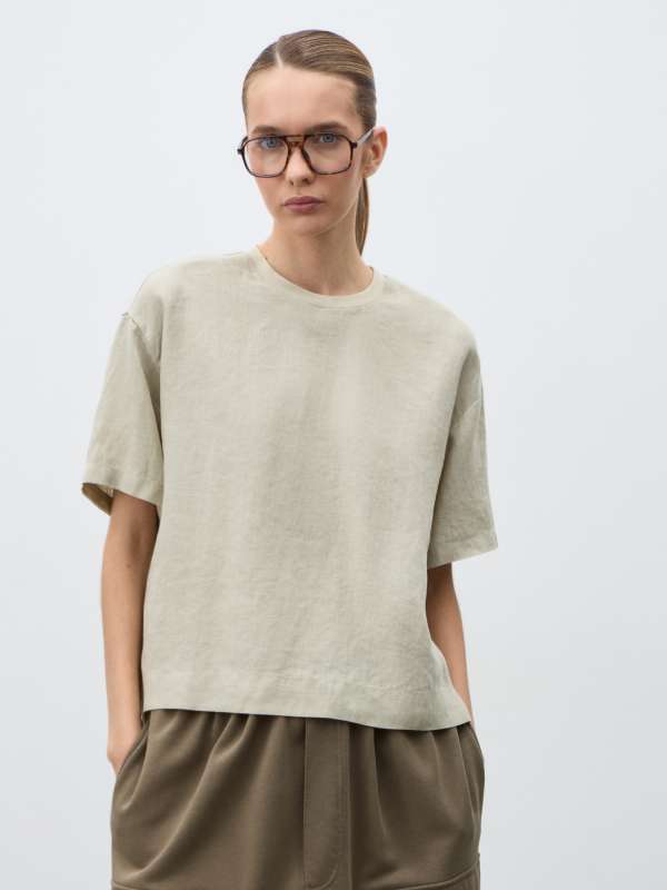 Женская футболка KF042/4603545, зеленовато-бежевый MAISON DAVID купить по оптовым и розничным ценам