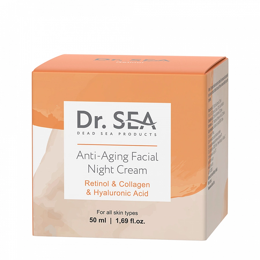 Крем ночной антивозрастной для лица с ретинолом, коллагеном и гиалуроновой кислотой / Dr.Sea 50 мл DR.SEA купить по оптовым и розничным ценам