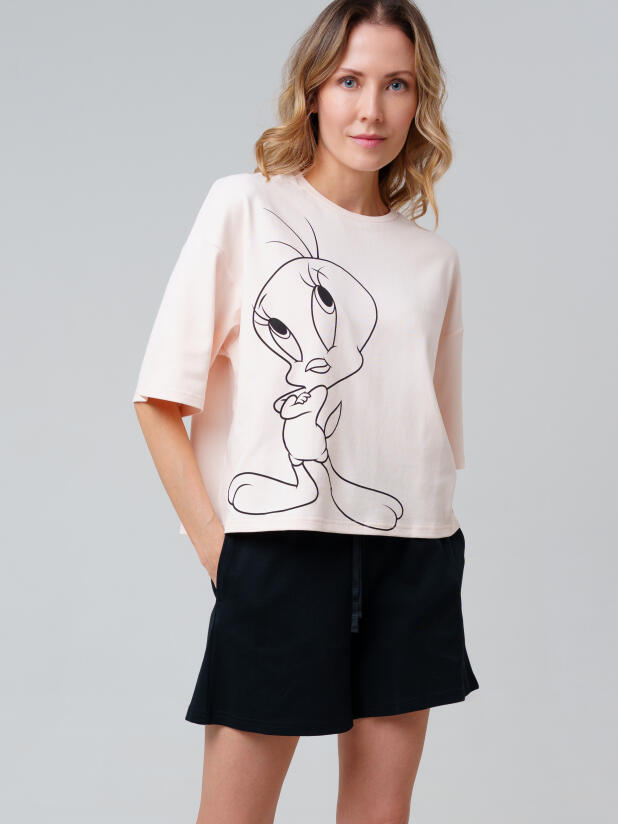 Комплект трикотажный для женщин: фуфайка (футболка), шорты 32586003 PlayToday купить по оптовым и розничным ценам