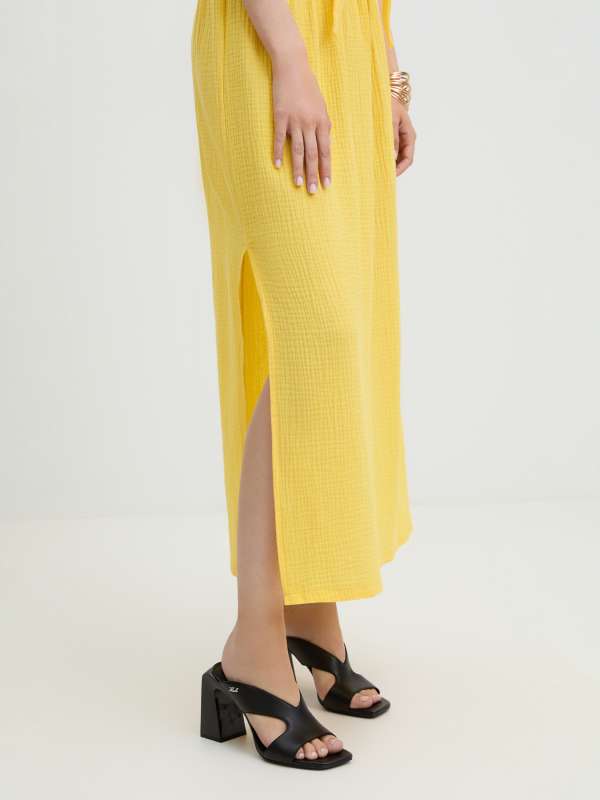 Юбка миди из муслина BLN918/4235237, лимонный MAISON DAVID купить по оптовым и розничным ценам