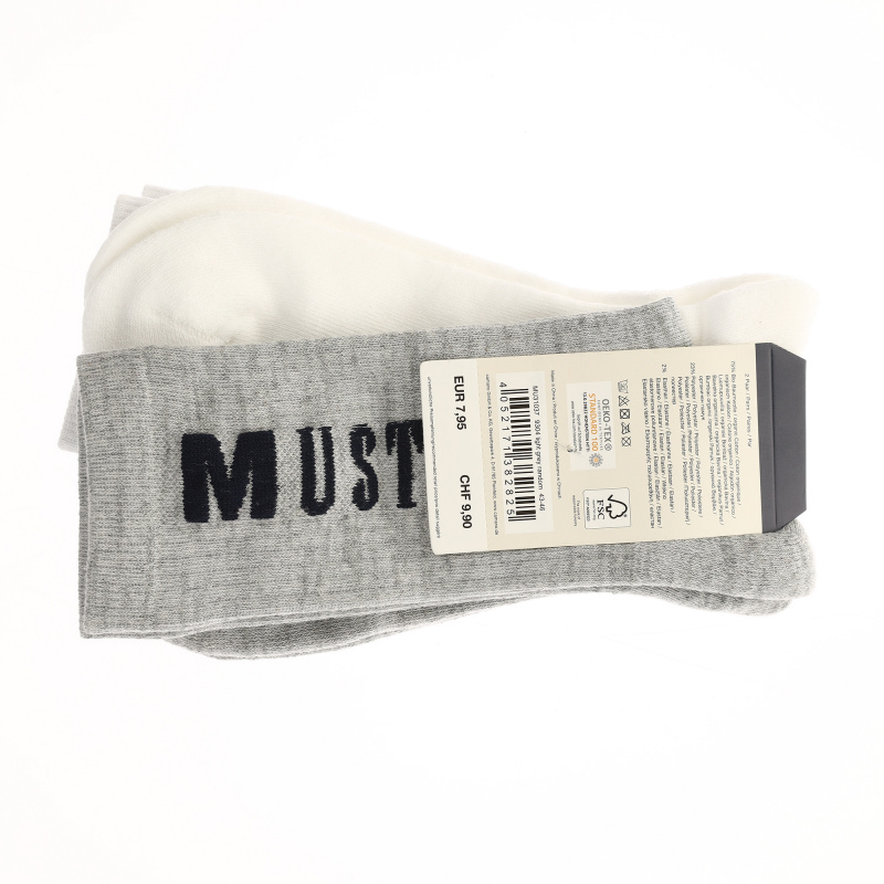 Носки мужские (упаковка 2 пары) Men true denim organic cotton Tennis Socks 2p MU31037-9304 Mustang купить по оптовым и розничным ценам