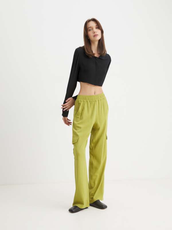 Женские брюки карго BLN929/4224009, желто-зеленый MAISON DAVID купить по оптовым и розничным ценам