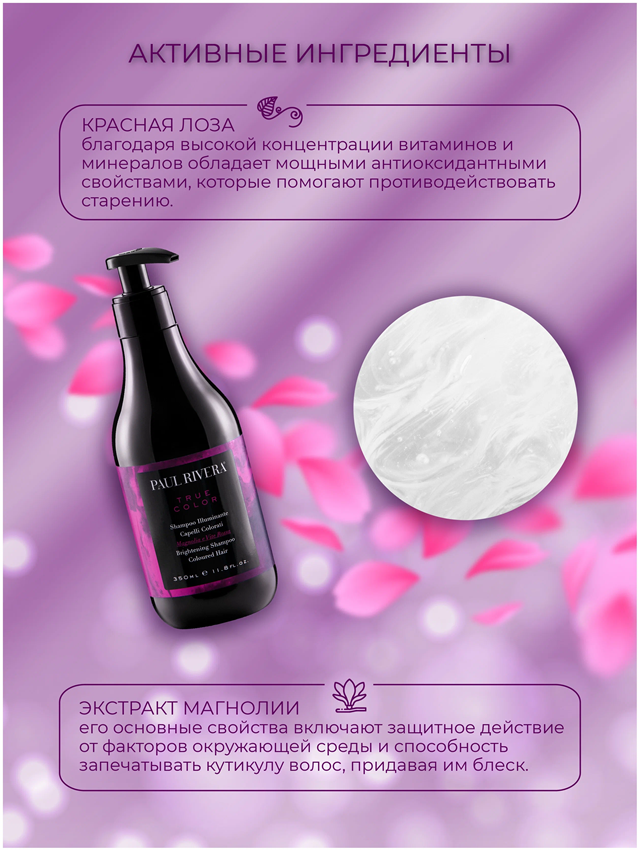 Шампунь защита окрашенных волос / True Color  Brightening Shampoo 350 мл PAUL RIVERA купить по оптовым и розничным ценам