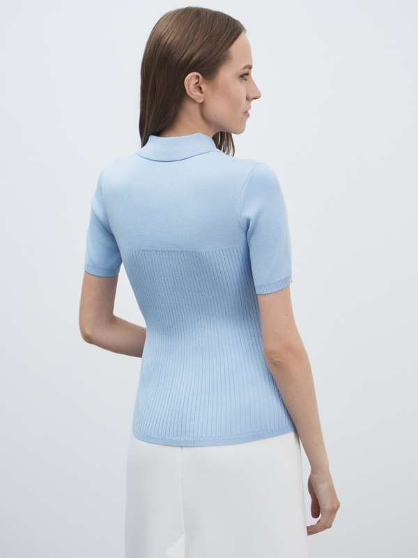 Женский джемпер поло sslv knit polo A2W18027/4746795, голубой KARL LAGERFELD купить по оптовым и розничным ценам