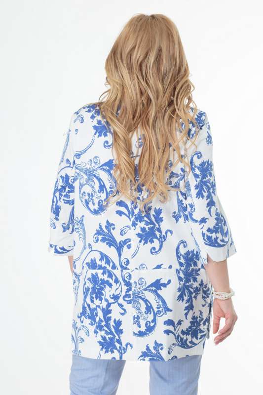 Жакет БЕЛЭЛЬСТИЛЬ 756 белый синие вензеля БелЭльСтиль купить по оптовым и розничным ценам