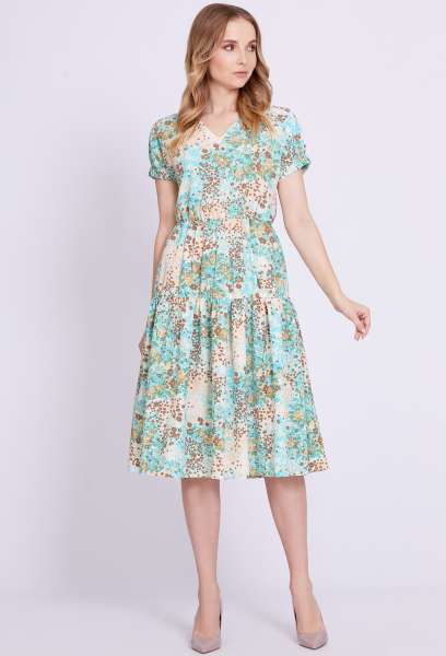Платье Solei 4151 голубой цветы Solei купить по оптовым и розничным ценам