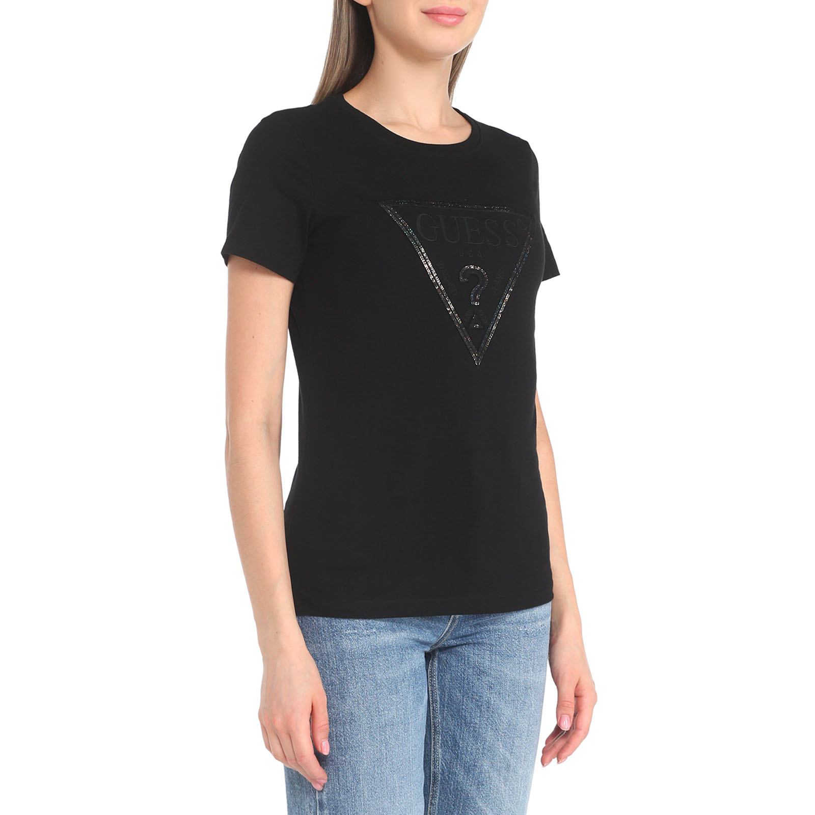 Женская футболка SS CN ANGELINA TEE W3RI19I3Z14/3270805, черный Guess купить по оптовым и розничным ценам
