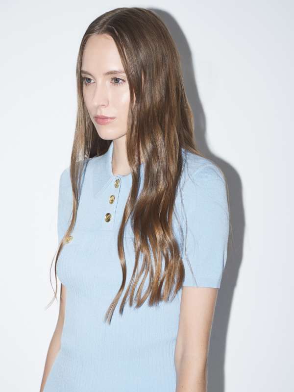 Женский джемпер поло sslv knit polo A2W18027/4746795, голубой KARL LAGERFELD купить по оптовым и розничным ценам