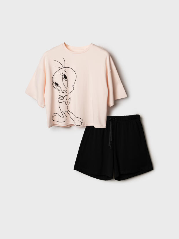 Комплект трикотажный для женщин: фуфайка (футболка), шорты 32586003 PlayToday купить по оптовым и розничным ценам