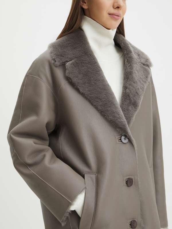 Женская дубленка ROZALI_DF/4348535, коричнево-серый MAISON DAVID купить по оптовым и розничным ценам