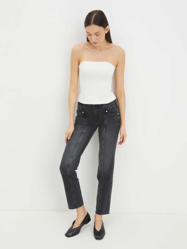 Женские укороченные джинсы BLACK STONE WASH 77PAB5C5/4105500, темно-серый JUST CAVALLI купить по оптовым и розничным ценам