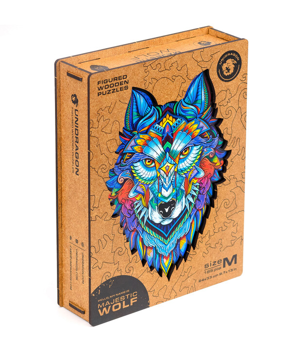 Фигурный пазл / Величественный Волк / размер Medium / Дерево / Unidragon 0Б-00001272
