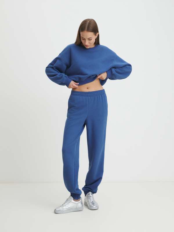 Женский костюм из утепленного футера (свитшот и брюки) SIMONA_EPE/4342449, серовато-синий MAISON DAVID купить по оптовым и розничным ценам