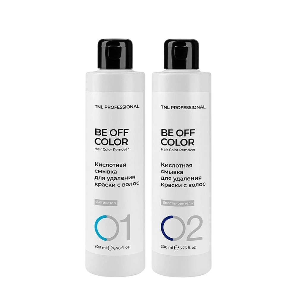 Комплект кислотной смывки для удаления краски с волос (активатор 200 мл + восстановитель 200 мл) Be Off Color TNL PROFESSIONAL купить по оптовым и розничным ценам