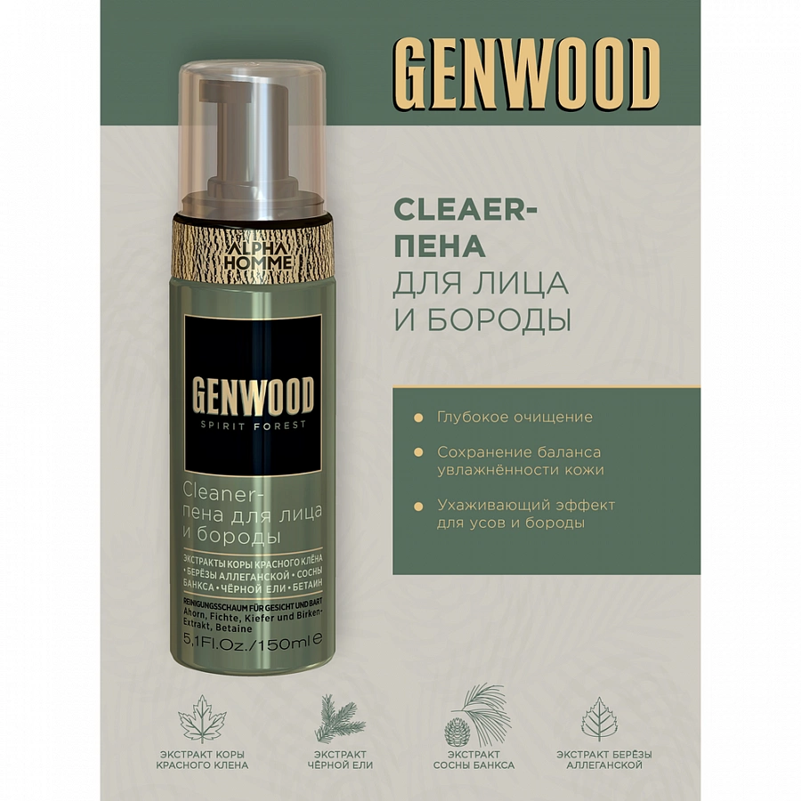 Пена для лица и бороды / GENWOOD Cleaner 150 мл ESTEL PROFESSIONAL купить по оптовым и розничным ценам