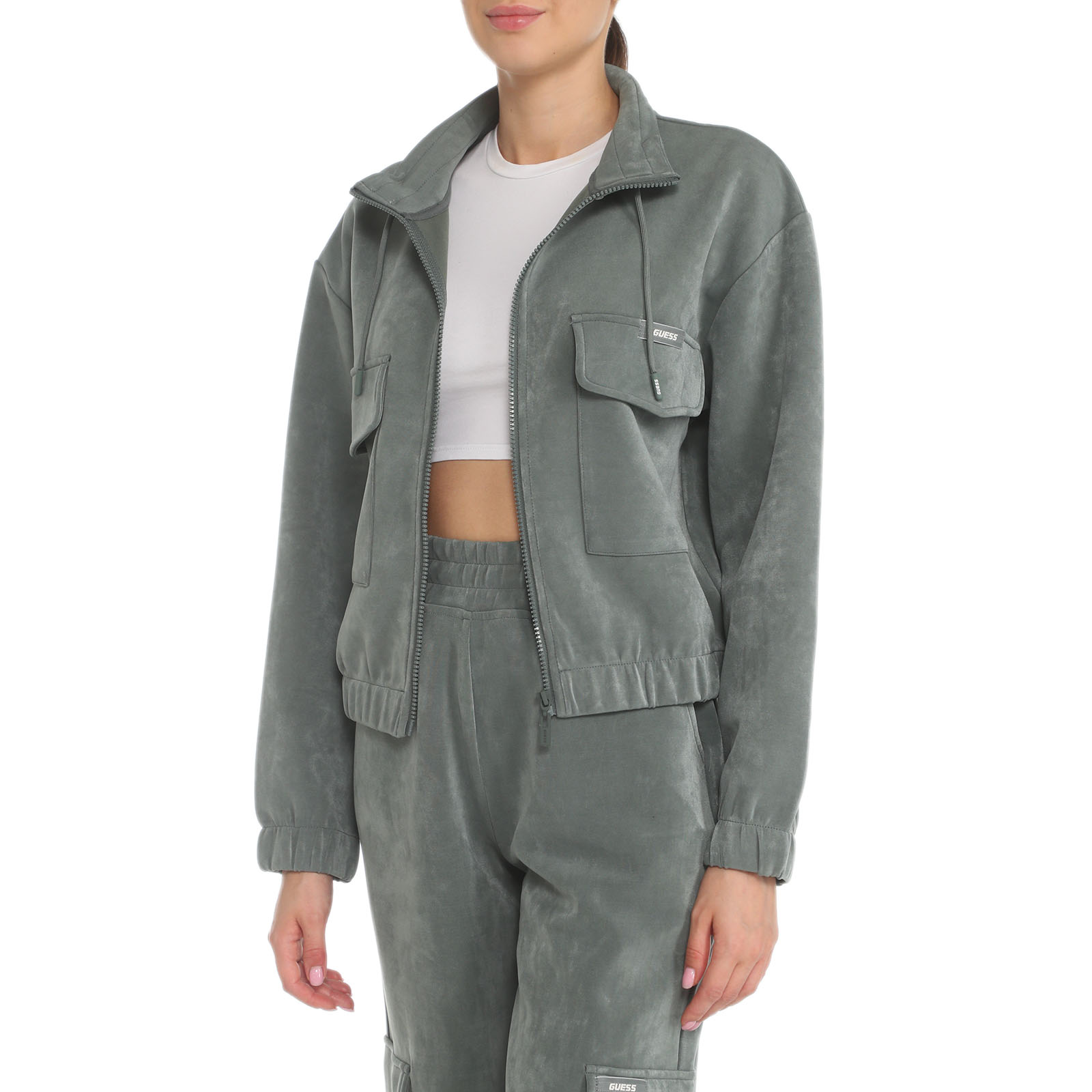 Женская толстовка EUPHEMIA CARGO SWEATSHIRT V3YQ04KBC00/3714288, серо-зеленый Guess купить по оптовым и розничным ценам