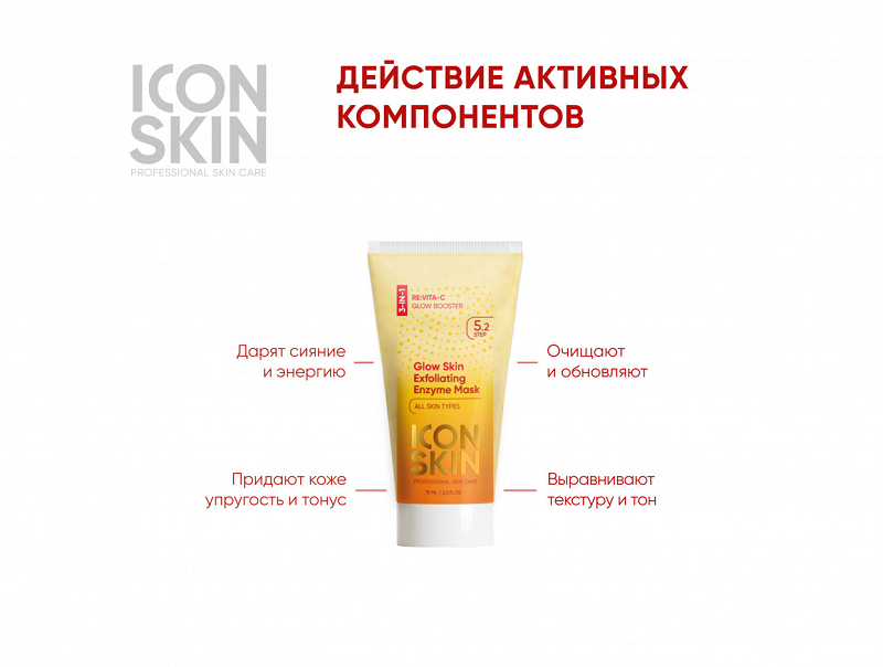 Маска-гоммаж очищающая энзимная / GLOW SKIN Exfoliating Enzyme Mask 75 мл ICON SKIN купить по оптовым и розничным ценам