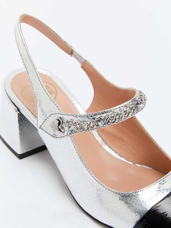 Женские туфли с открытой пяткой (слингбэк) MARY JANE JA10557G/4198775, серебряный LOVE MOSCHINO купить по оптовым и розничным ценам