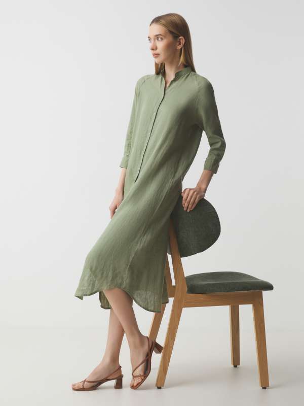 Женское платье-рубашка MLY2117/3611553, серовато-зеленый MAISON DAVID купить по оптовым и розничным ценам