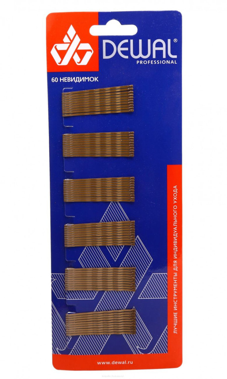 Невидимки для волос волна 3011B-2, 50 мм, бронза, 60 шт. 1924/522813 Dewal купить по оптовым и розничным ценам