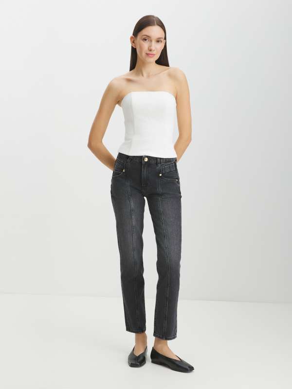 Женские укороченные джинсы BLACK STONE WASH 77PAB5C5/4105500, темно-серый JUST CAVALLI купить по оптовым и розничным ценам