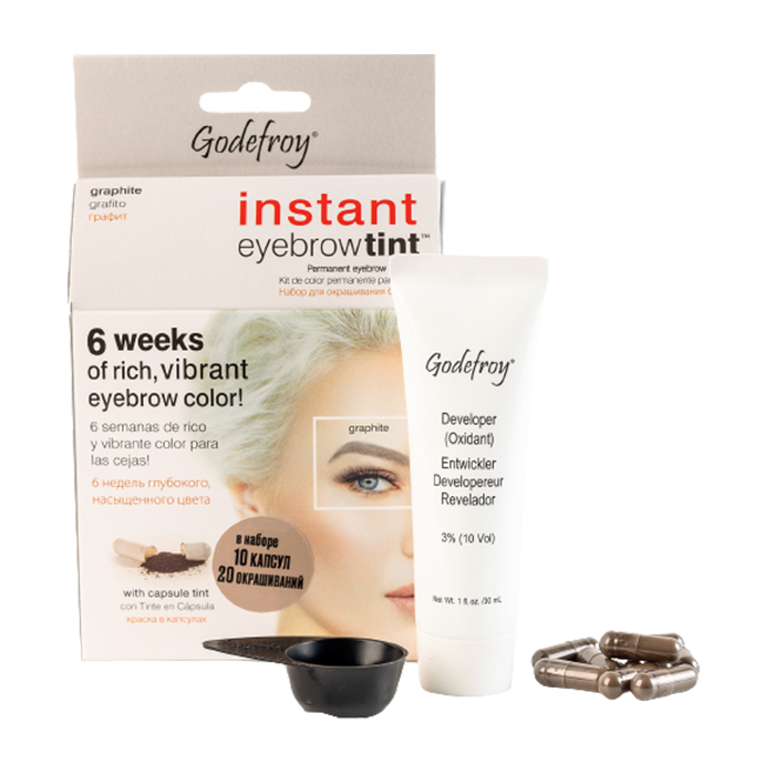 Краска-тинт профессиональная в капсулах для бровей, графит / Eyebrow Tint Graphite 10 капсул GODEFROY купить по оптовым и розничным ценам