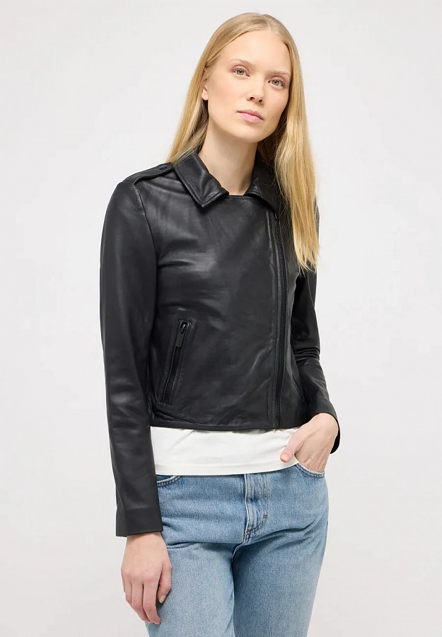 Куртка кожаная asym. biker jacket MU-W241-125-1000 Mustang купить по оптовым и розничным ценам