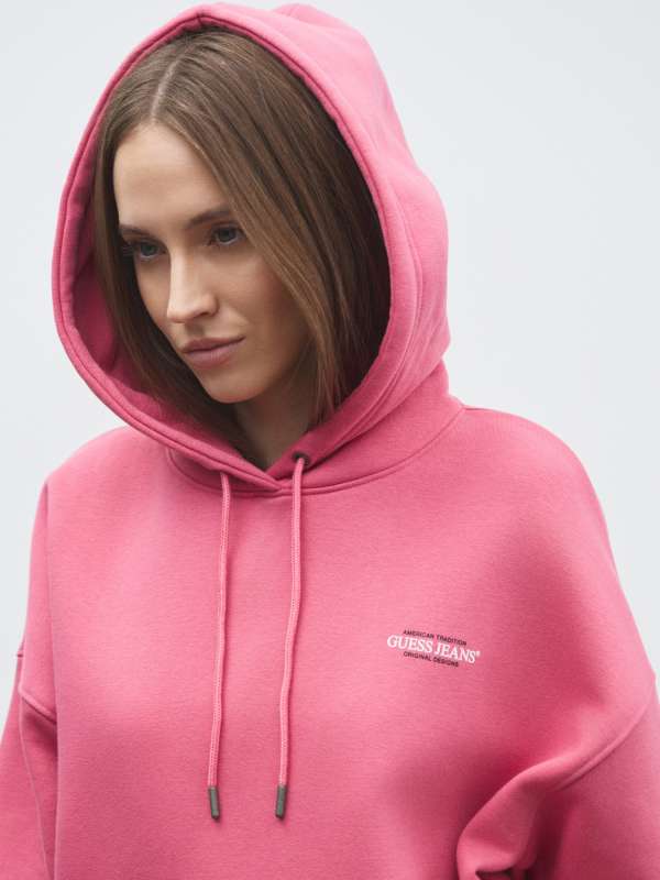 Женское худи GJ HOOD OS AMERICAN TRAD SWEAT W4BQ21KC811/4908967, фуксия Guess jeans купить по оптовым и розничным ценам