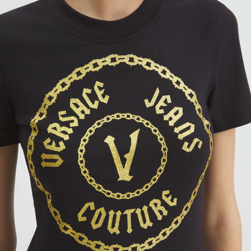 Женская футболка V-EMBLEM 77HAHT02/4102462, черный VERSACE JEANS COUTURE купить по оптовым и розничным ценам