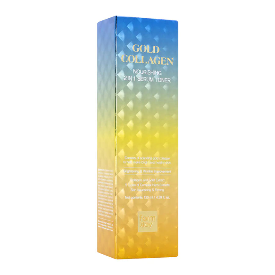 Тонер-сыворотка для лица / GOLD COLLAGEN NOURISHING 2 IN1 SERUM TONER 130 мл FARMSTAY купить по оптовым и розничным ценам