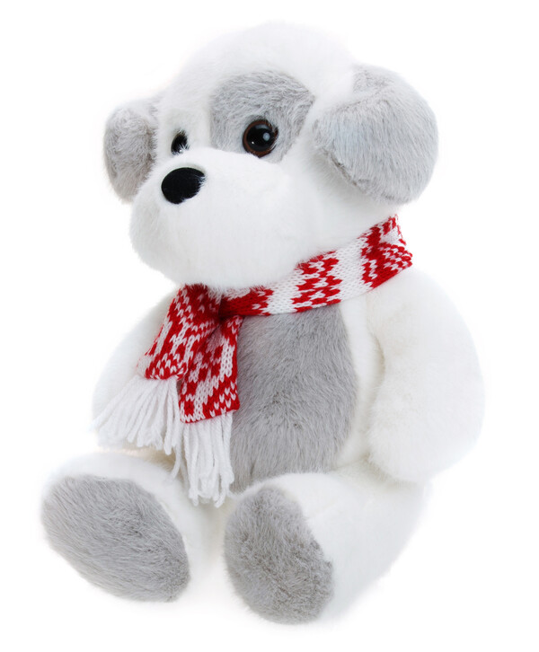 Собачка серо-белая, 23 см, с шарфиком, по имени Снежок, мягкая игрушка Gulliver, коллекция Holiday 78-TP0679A3 Gulliver toys купить по оптовым и розничным ценам