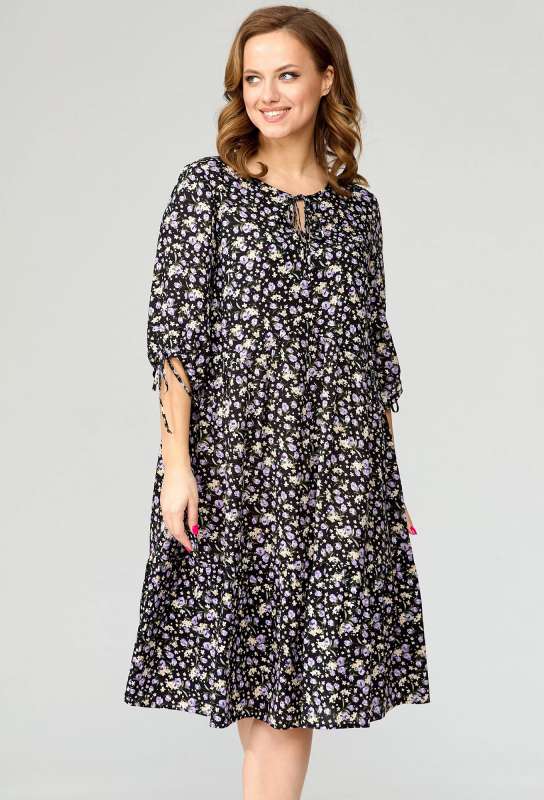 Платье Gizart 5069 черно-фиолетовый цветы GizArt купить по оптовым и розничным ценам