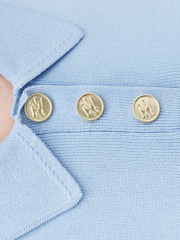 Женский джемпер поло sslv knit polo A2W18027/4746795, голубой KARL LAGERFELD купить по оптовым и розничным ценам