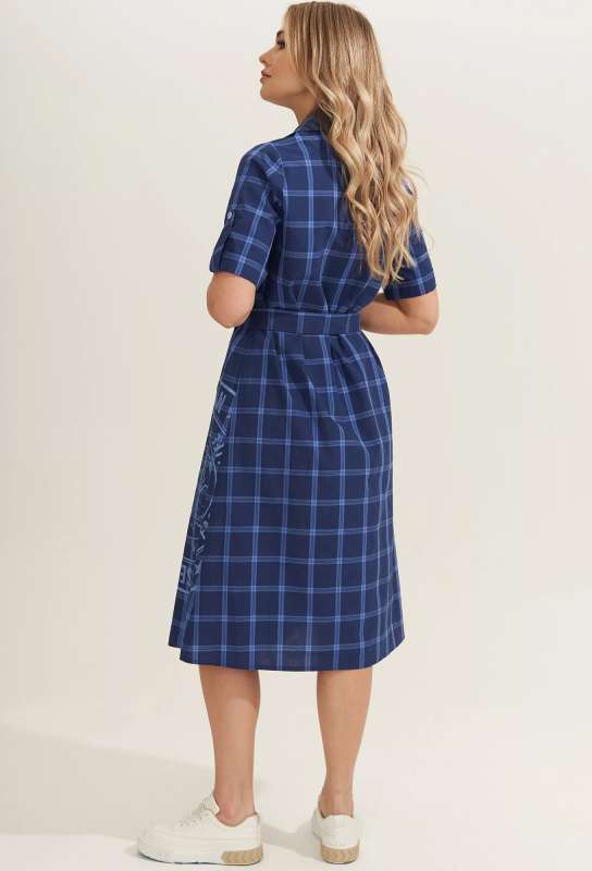 Платье Gizart 5120 синий голубая клетка GizArt купить по оптовым и розничным ценам